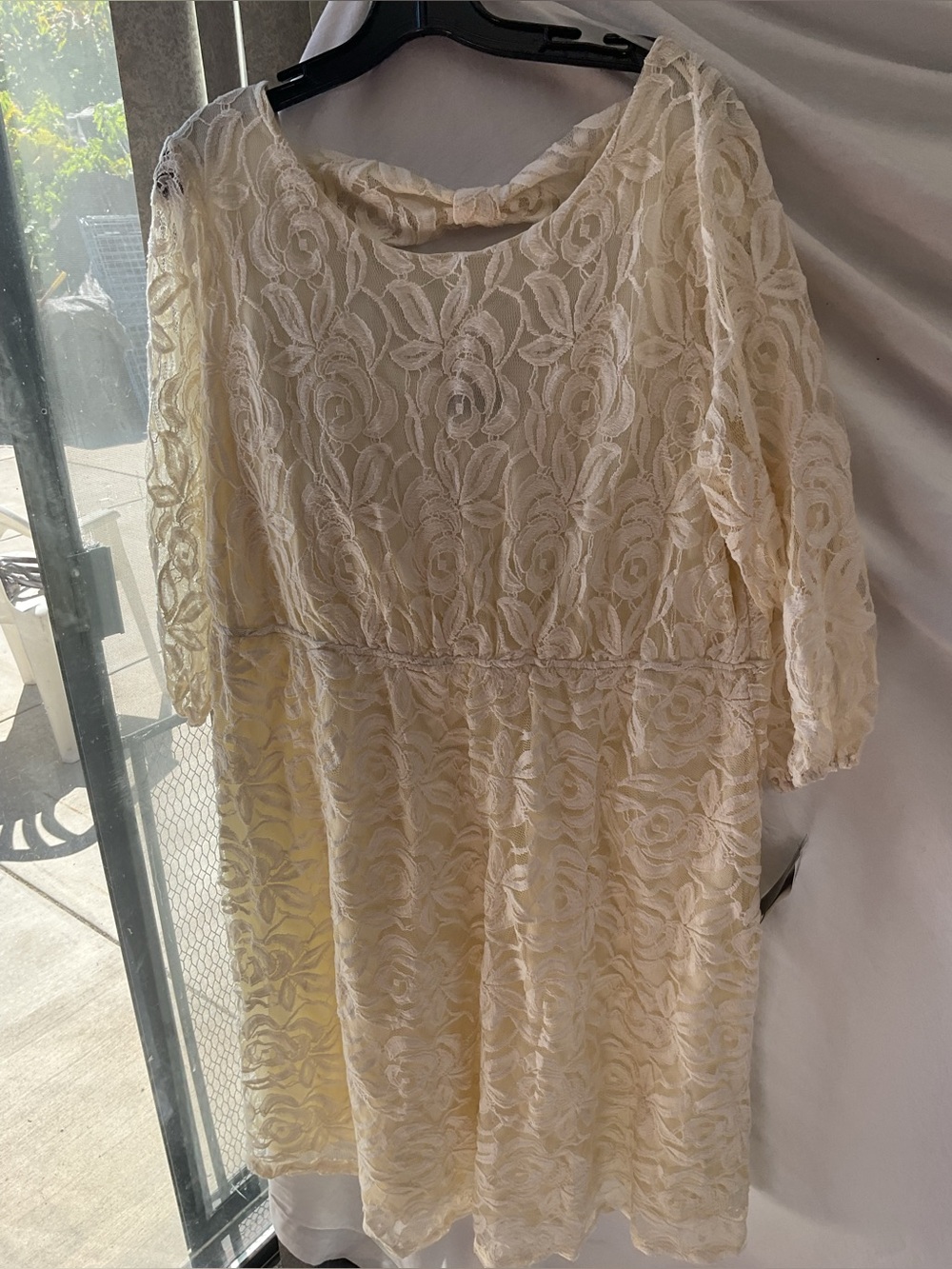ING Cream Lace Floral Dress